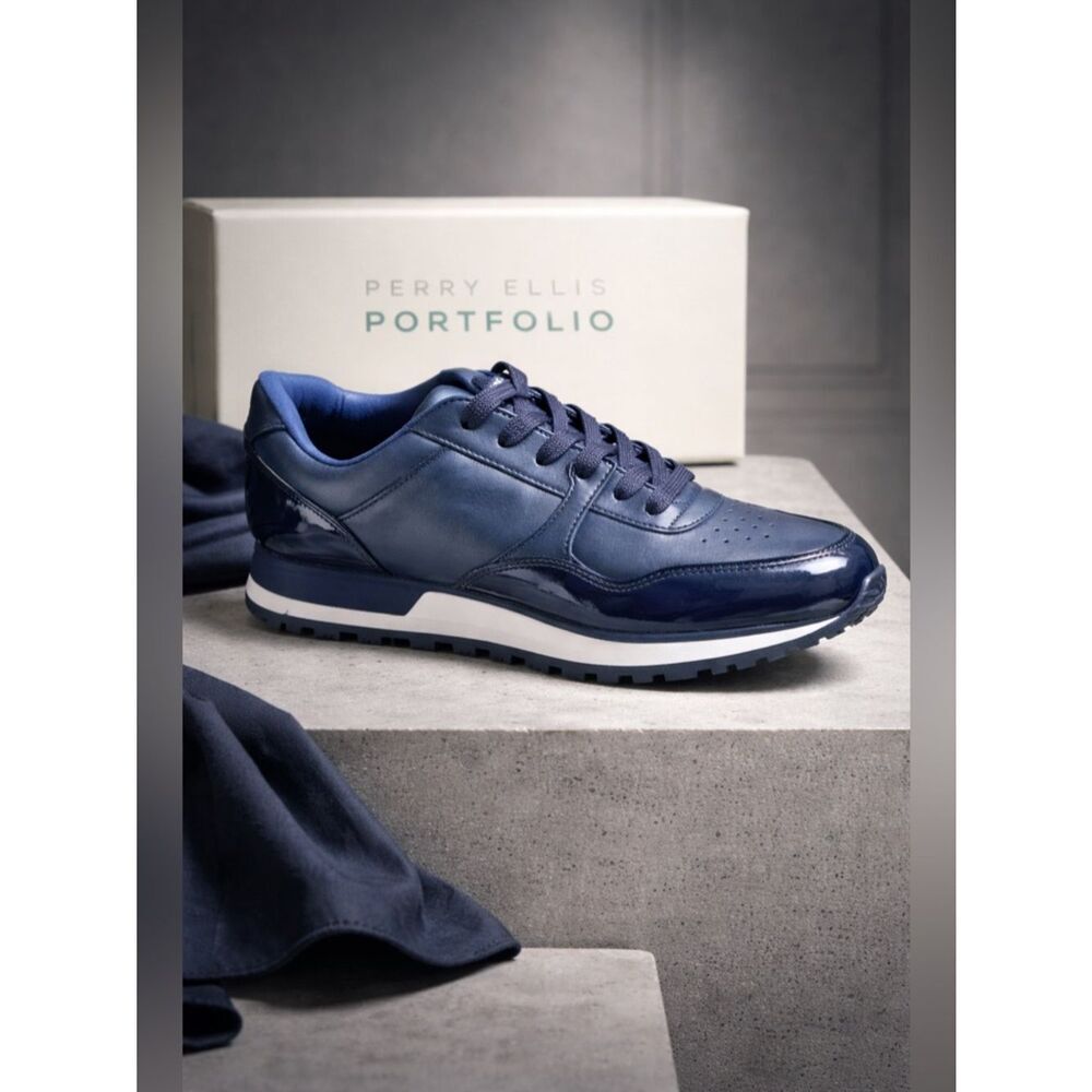 NIB - Perry Ellis Men’s Portfolio Blue Sneaker Lace Up Tennis Shoe - Size 8.5